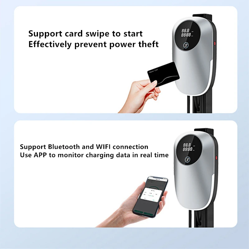 22KW 3Phase EV Charging Station Type 2 Electric Car Charger 32A 7KW EVSE Wallbox J1772 GBT EV Chargers with Cards APP Control