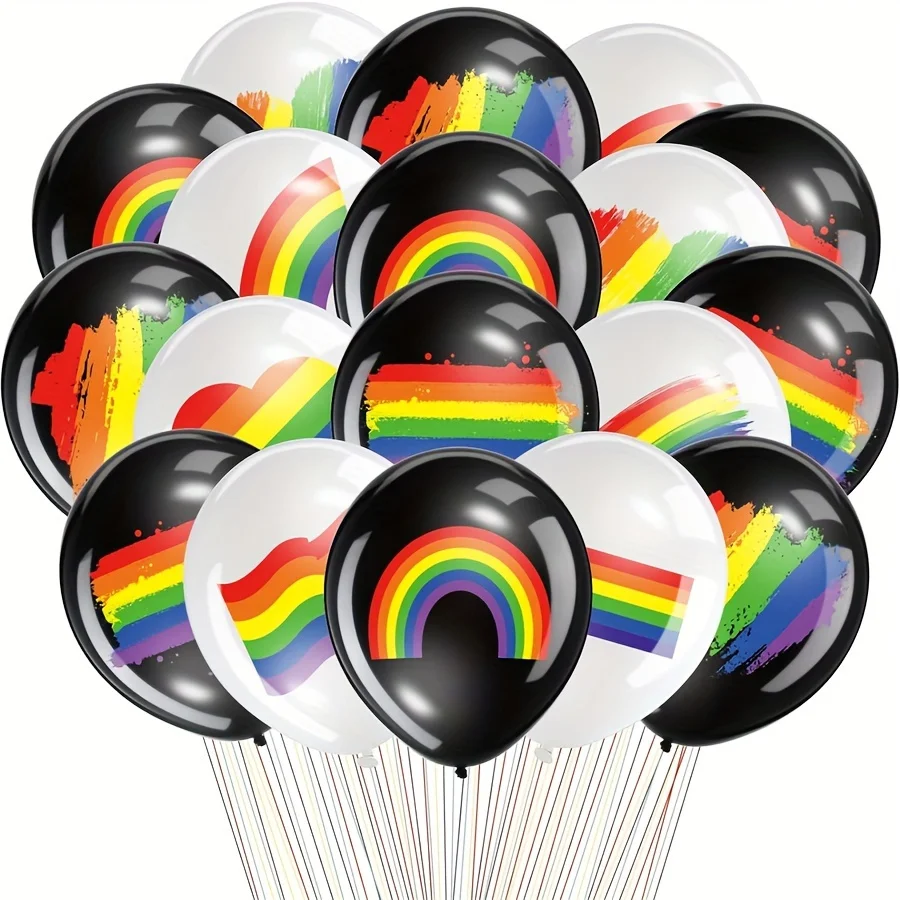 18pcs LGBT Rainbow Latex Balloon  Rainbow Gay Pride Foil Balloon for Pride Month Accessories Parade Supplies