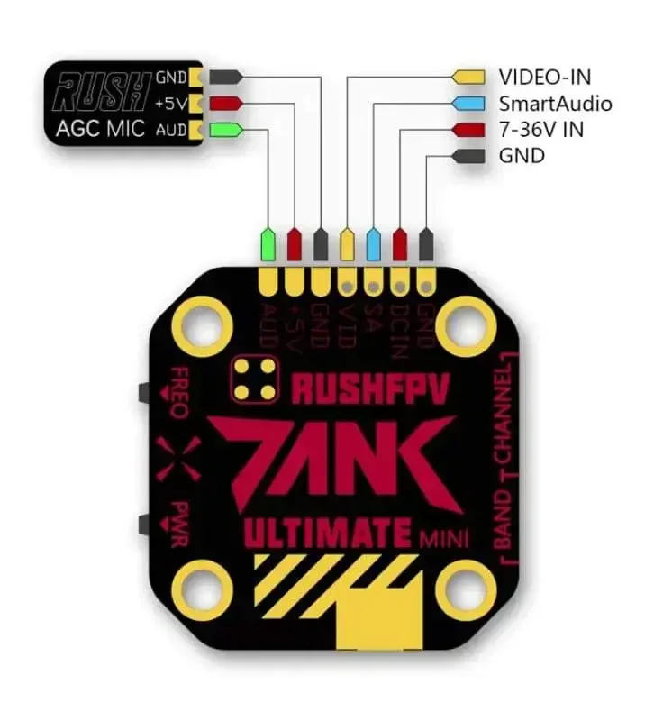 RUSHFPV TANK ULTIMATE MINI VTX 20X20mm 5.8G 48CH 800mW FPV Transmissor de vídeo 2-8S