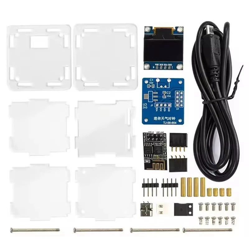 ESP8266 DIY Electronic Kit Mini Weather Forecast Clock Kit WIFI Networked With OLED Display & Case DIY Welding