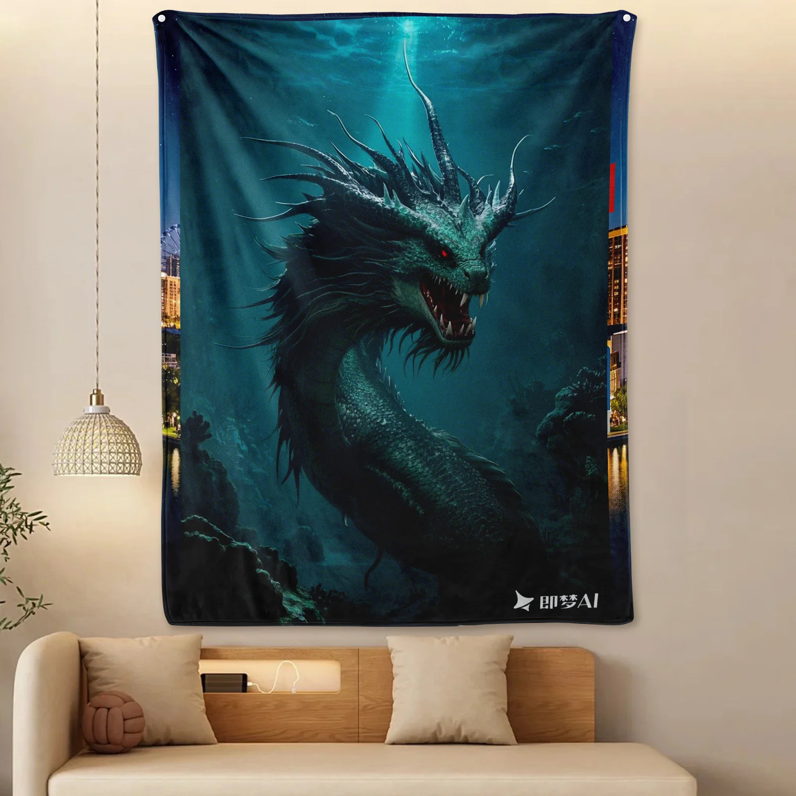 Thrilling Siren And Deep Sea Monster Themed Blanket With Dark Fantasy Design For Eerie And Unique Decor