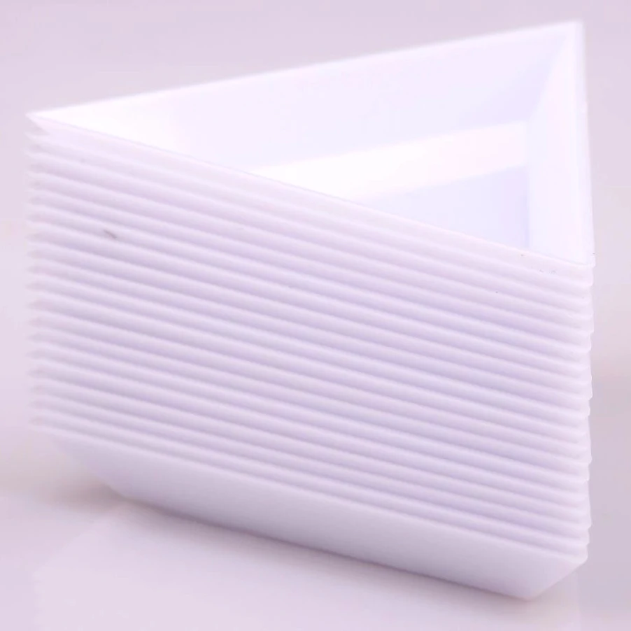 10pcs White Plastic Triangle Beads Jewelry Organizer Container Plate Packaging Display Holder Storage Handmade DIY Accessories