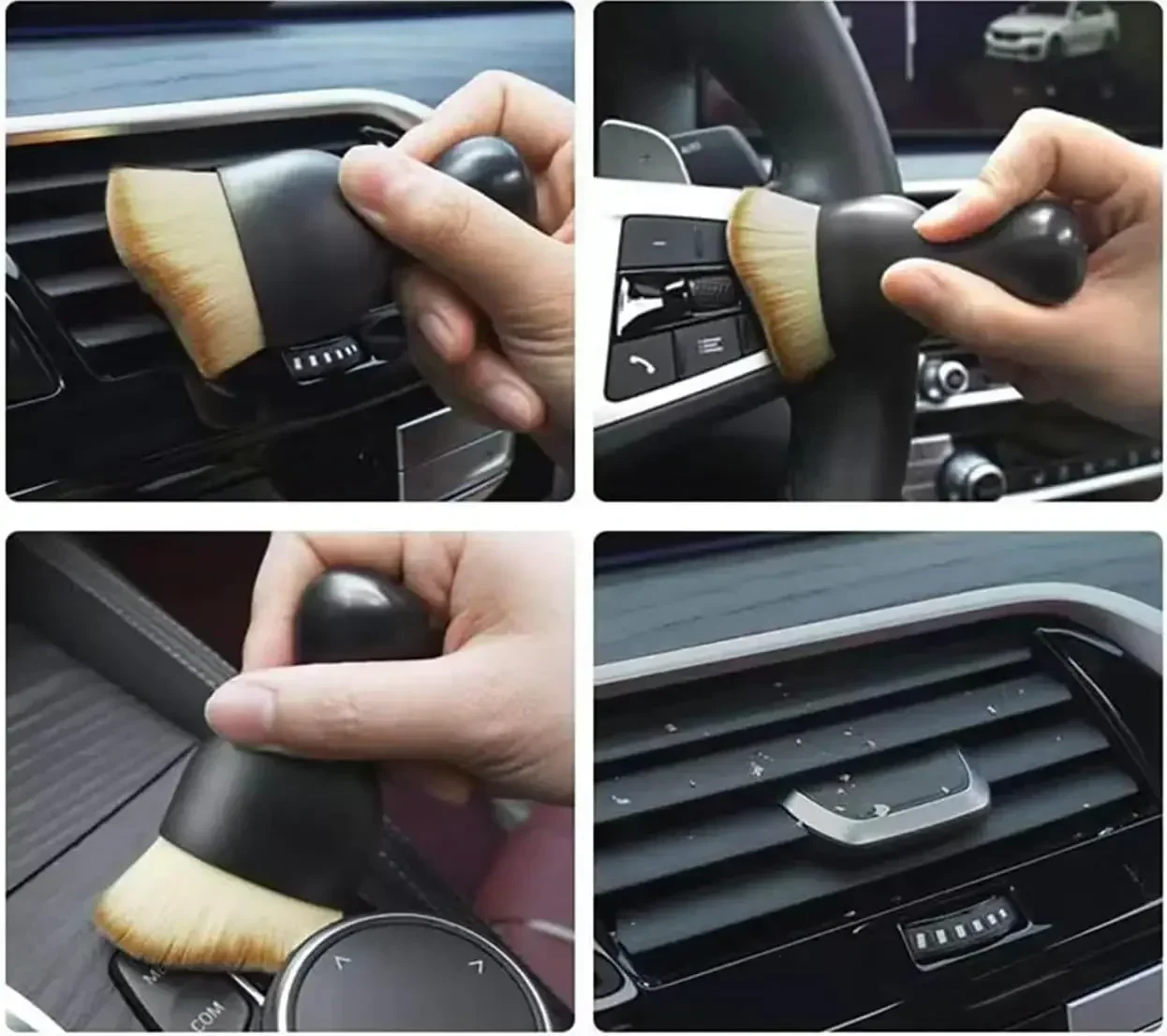 Cepillo de limpieza Interior de coche, herramientas para detalles de polvo, teclado, aire acondicionado, cámara, piel suave y gruesa, con cubierta