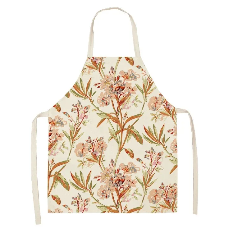 Flower Pattern Cleaning Colorful Apron Home Cooking Kitchen Apron Wear Cotton Linen Adult Bibs Home restaurante