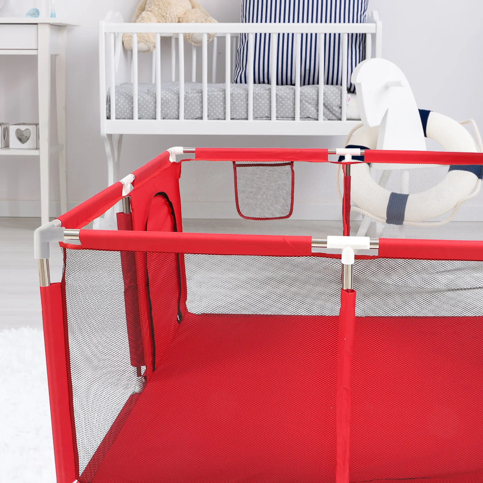 4 個のベビーサークルコネクタスチール T 字型フェンス継手屋内屋外使用 DIY 調整可能な安全ゲートアクセサリー 3 ウェイ