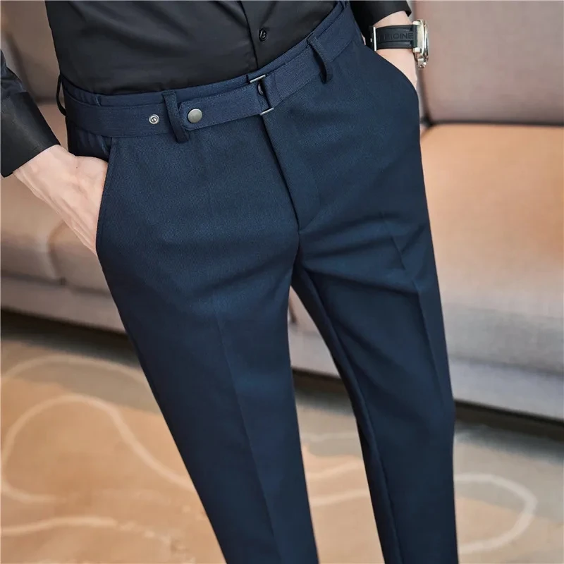 High Quality Elasticity Suit Pants Men Formal Business Office Social Dress Pants Slim Fit Casual Wedding Ankle Trousers Pantalon