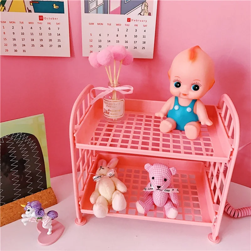 

Double-Layer Folding Storage Rack for Cosmetics Jewelry, Simple Home Desktop, Bathroom Rack, Ins, New