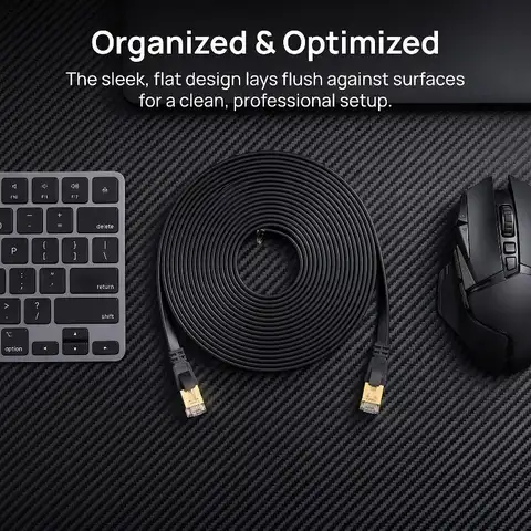 【C】CAT 8 Ethernet Cable 40Gbps 2000MHz RJ45 Network Lan Patch Cord Flat 1m/5m High-Speed Modem Router Connection for LAN/WAN