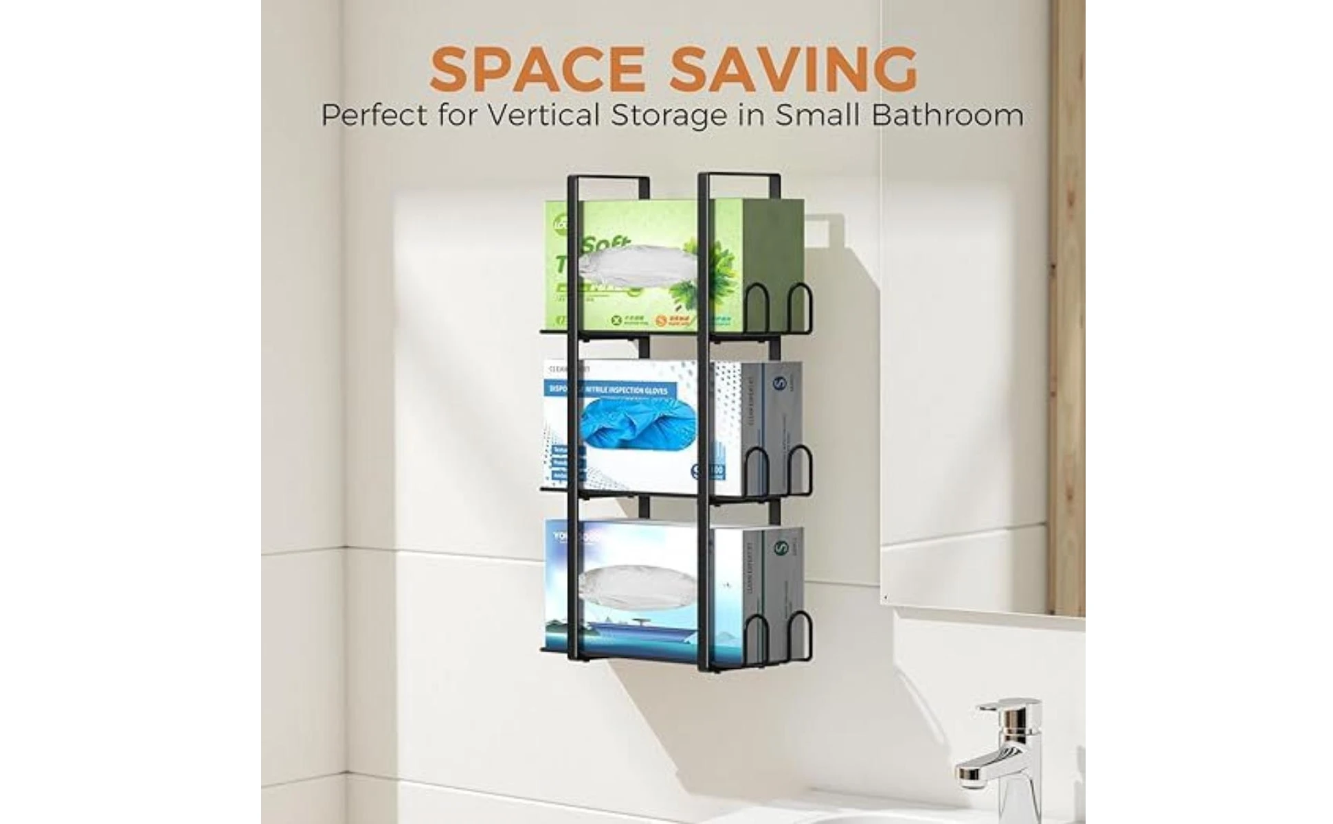 Wall-Mounted Storage Rack Space-Saving Three-Tier Storage Rack Wall-Mounted Organizer Narrow Slim for Labs, Kitchens