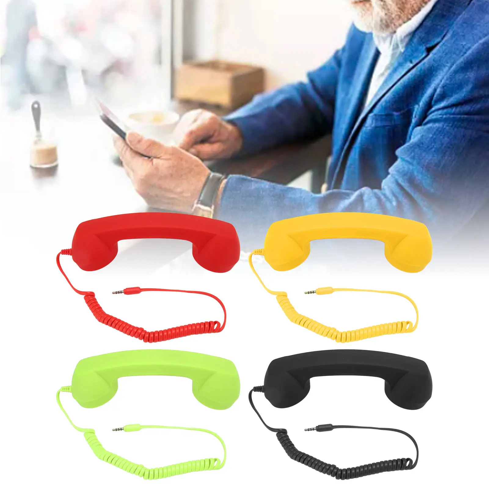 Retro Phone Handset Professional-Grade 3.5mm Plug Radiation-Protective Wired Handset For Smartphones/Computers/Mobile Phones