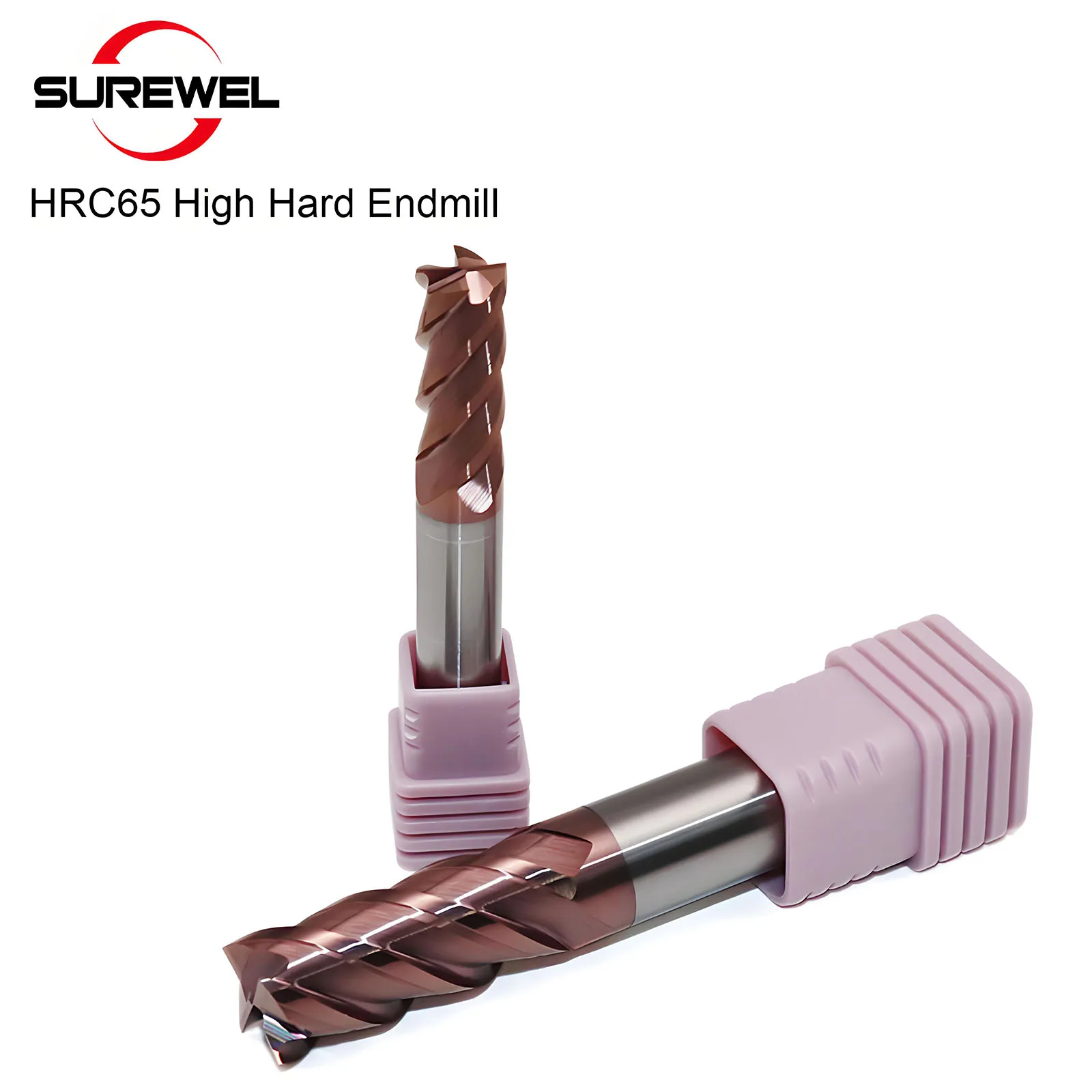 SUREWEL 4flute hooghardende vingerfrees, HRC65 wolfraamstaal voor efficiënte CNC-bewerking, grove,semi-nabewerking,bewerking van gebogen oppervlakken Langdurig, slijtvast