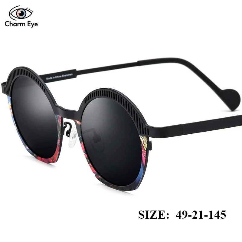 2026-新しい女性用中空サングラス純チタン製個性的な丸型ファッションカラー屋外用男性用偏光運転用サングラスuv400