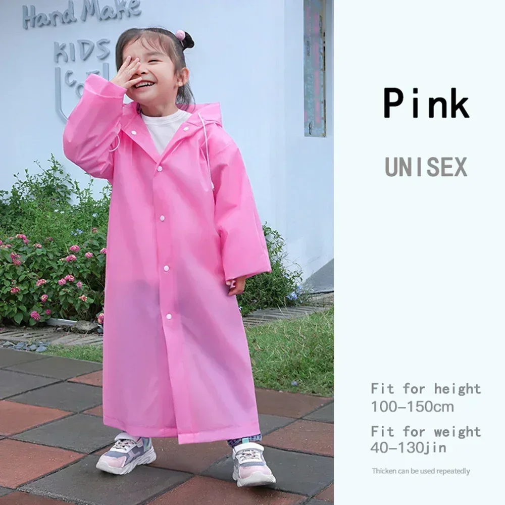 New Fashion Children Raincoat EVA Waterproof Thickened Rain Coat Reusable Transparent Rain Jacket Clear Kids Tour Rainwear Suit