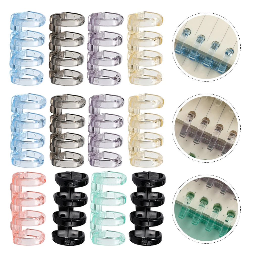

16 Pcs Binder Binding Strips Leaf Notebooks Removable Loose-leaf Ring Rings Clips Multi-color