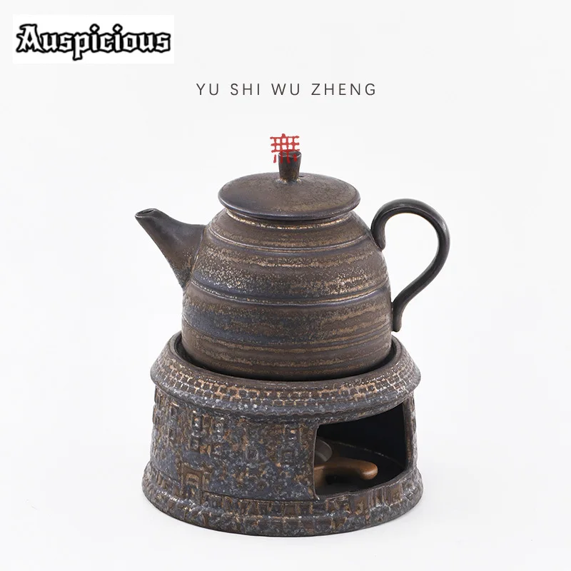 Creative Earth Building Ceramic Candle Heating Furnace Teapot Warmer Bases for Pots Stand Tea Kettle Stove Tea Services Ornament