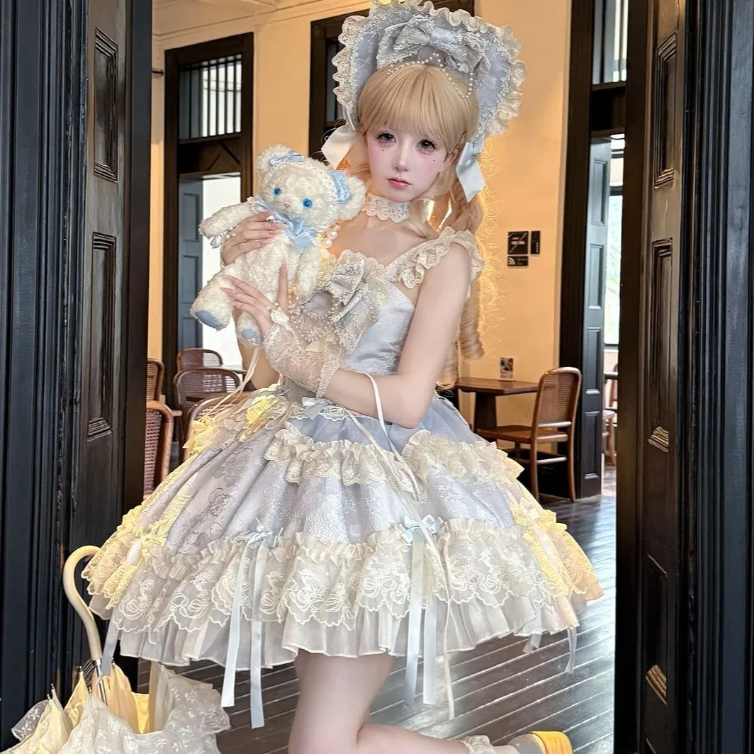 

Original Design Lolita Dress Ballet Style JSK Strap Dress Summer Japanese Kawaii Loli Tea Party Dress
