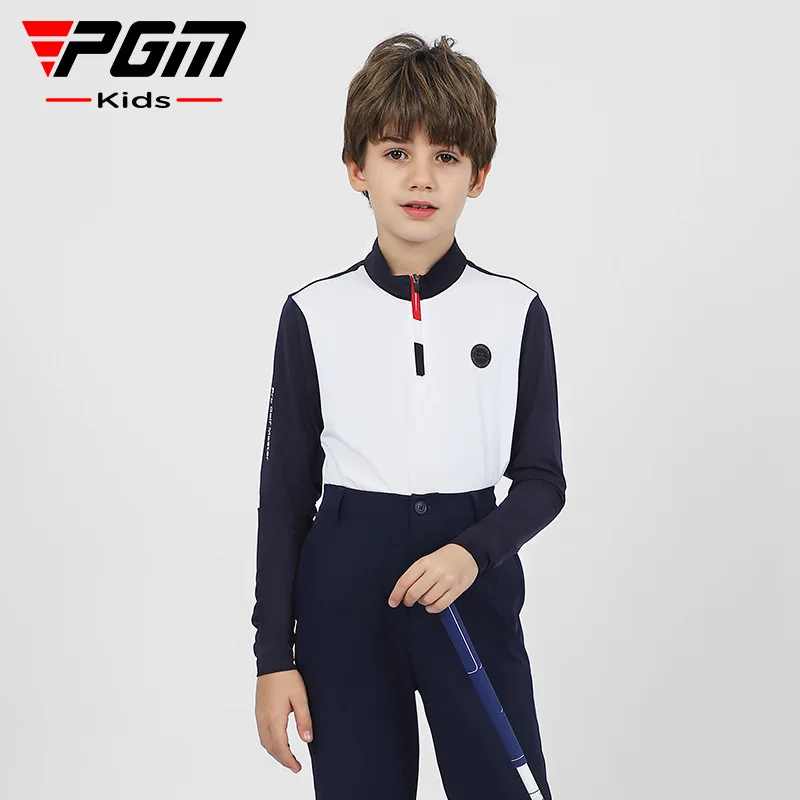 PGM Golf Boys' Long sleeved T-shirt Summer Outdoor Sports Children's Wear Quick Dry Breathable Ice Silk Sunscreen Clothing
