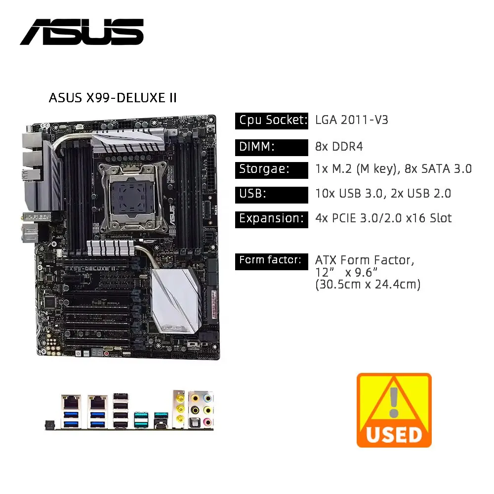 ASUS X99- DELUXE II Mainboard x99 Supports for Xeon E5-2680 V4/E5-2650 V4/E5-2686 V4/E5-2673 V3/E5-2666 V3/E5-2690 V3/E5-2696 V3