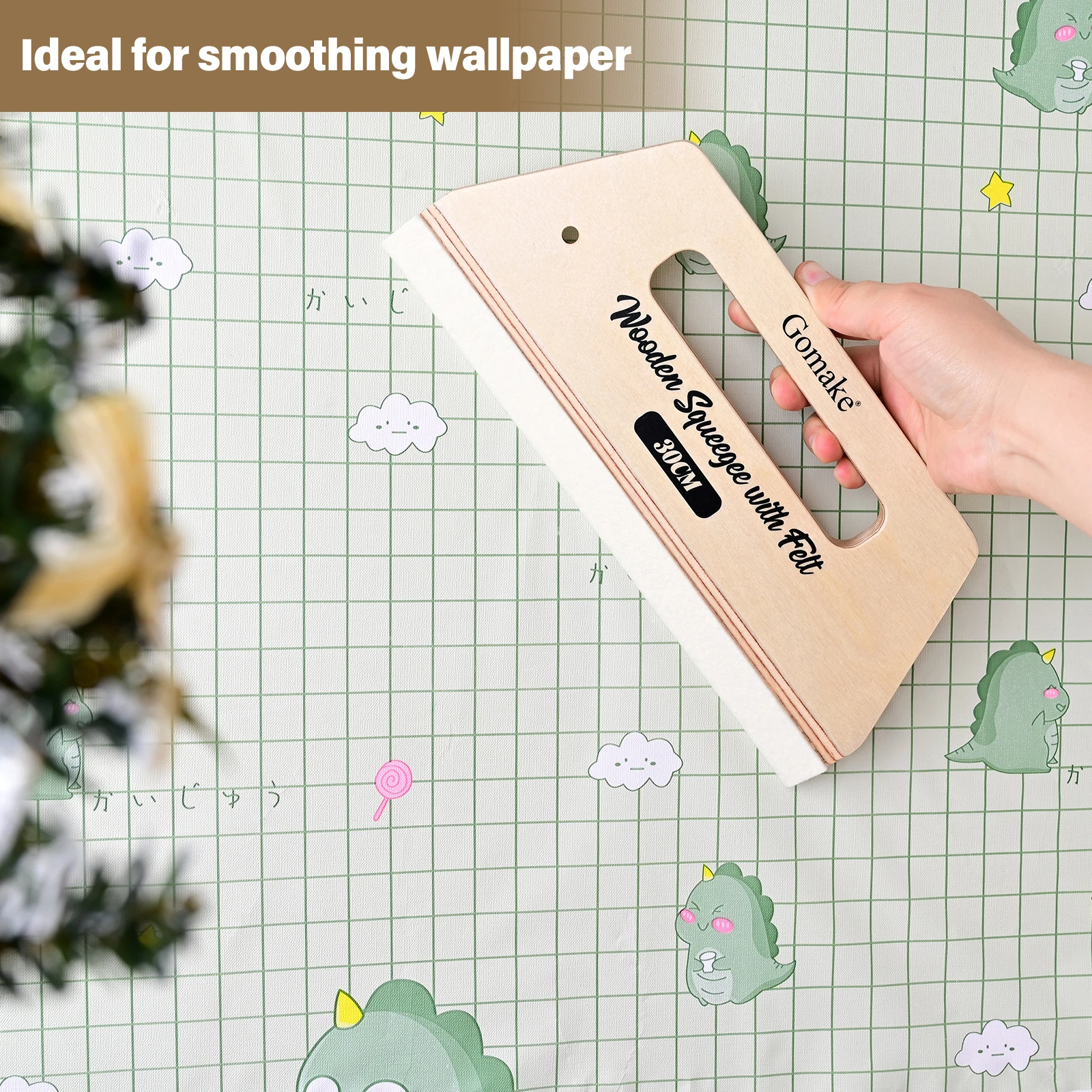 FOSHIO 30cm Wide Wooden Scraper Car Film Wrapping Wallpaper Decals Installation Smoothing Tool Window Tinting Felt Edge Squeegee