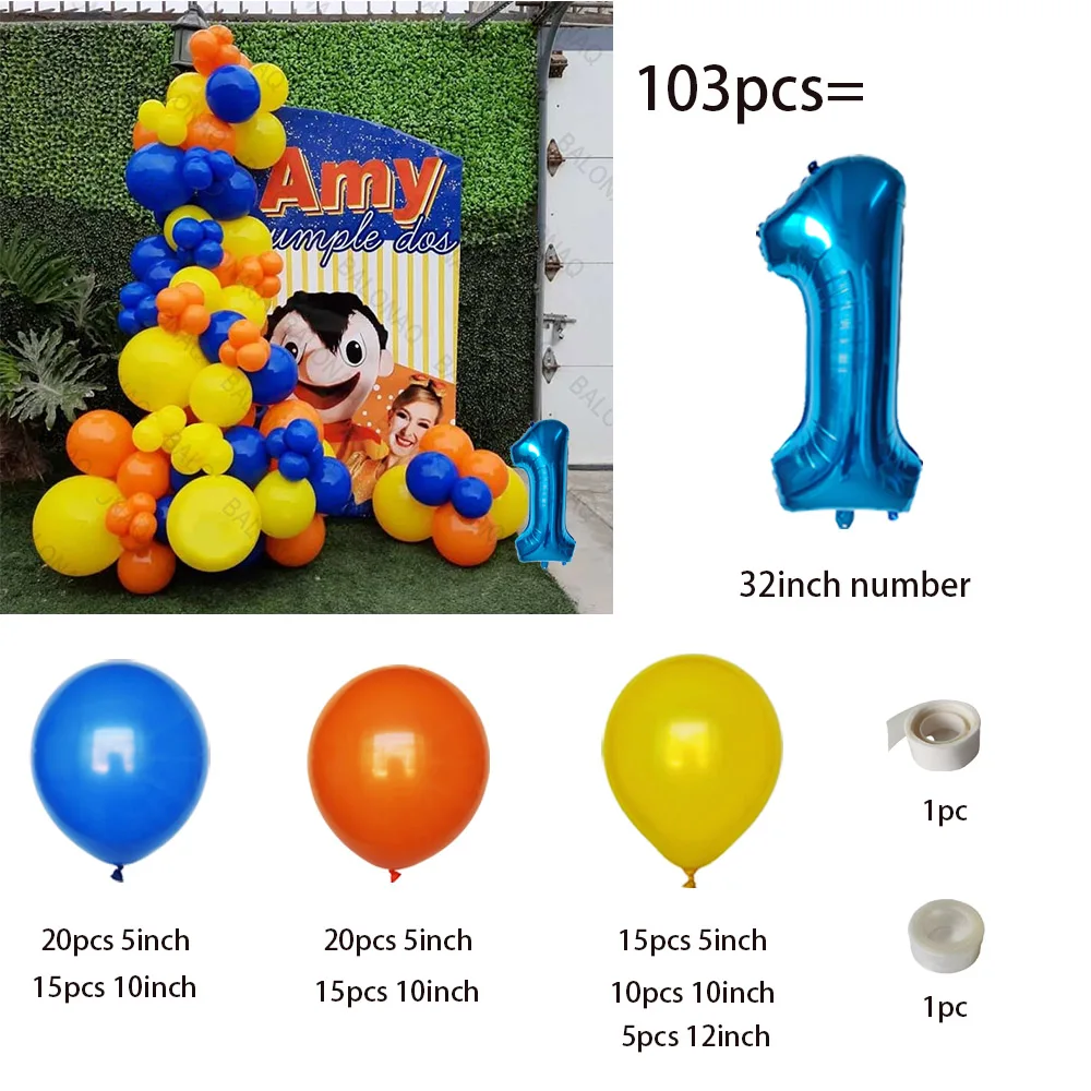 103pcs El Show de Bely y Beto Blue Latex Balloons Baby Shower Children Birthday Party Decorations Helium Globos Toy