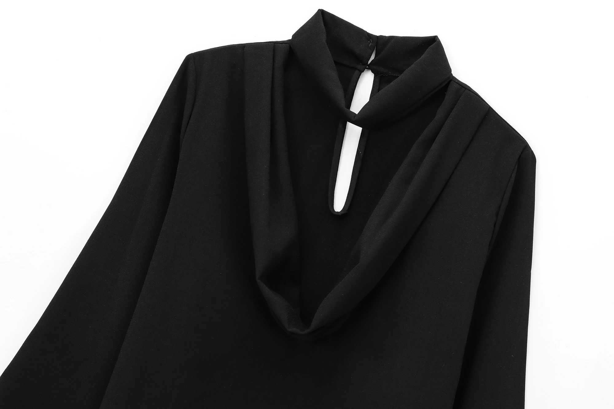 TRAFZA Chic noir Sexy romantique évider Blouse mode 2025 printemps licou luxueux élégant décontracté conçu Chic femmes chemises