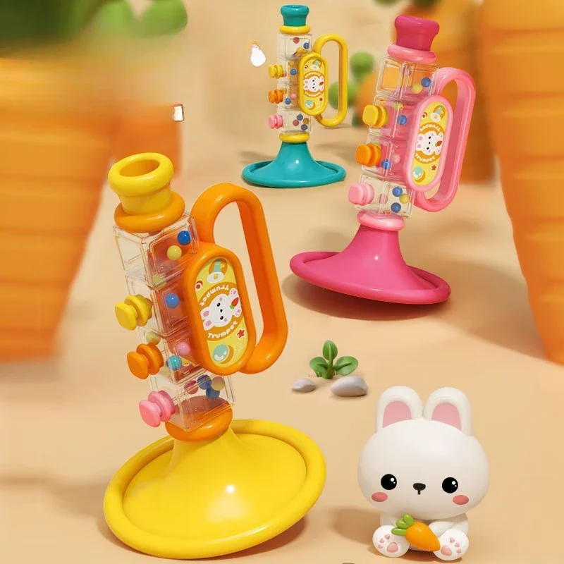 Cartoon Rabbit Trumpet Mini Multi Function Playable Musical Instrument Funny Early Educational Creative Learning Horn Toy