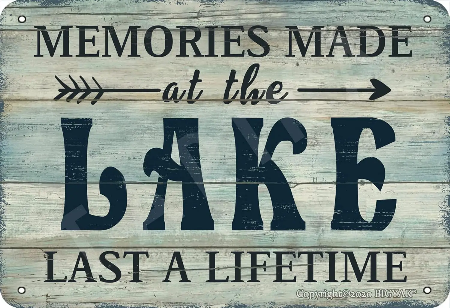 BIGYAK Memories Made at The Lake Last A Retro Look  Metal Decoration Painting Sign for Home Kitchen Bathroom Farm Garden Garage
