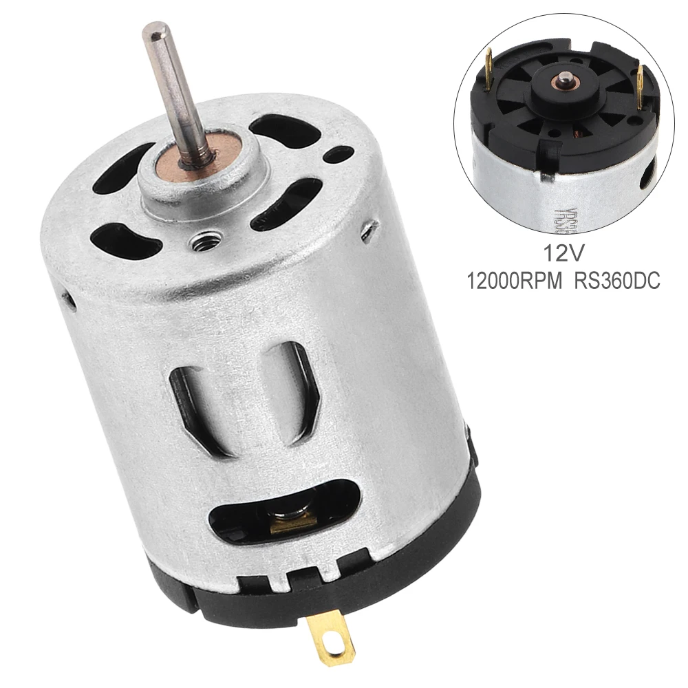 RS360 موتور تيار مباشر 12 فولت 12000 دورة في الدقيقة فرشاة كربون عالية السرعة محرك صغير للمراوح الكهربائية/ألعاب ذاتية الصنع