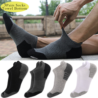 3 Pairs Men Socks Cotton Thickened Towel Bottom Sports Running Cycling Breathable Socks Male Women Short Socks Plus Size 35-50