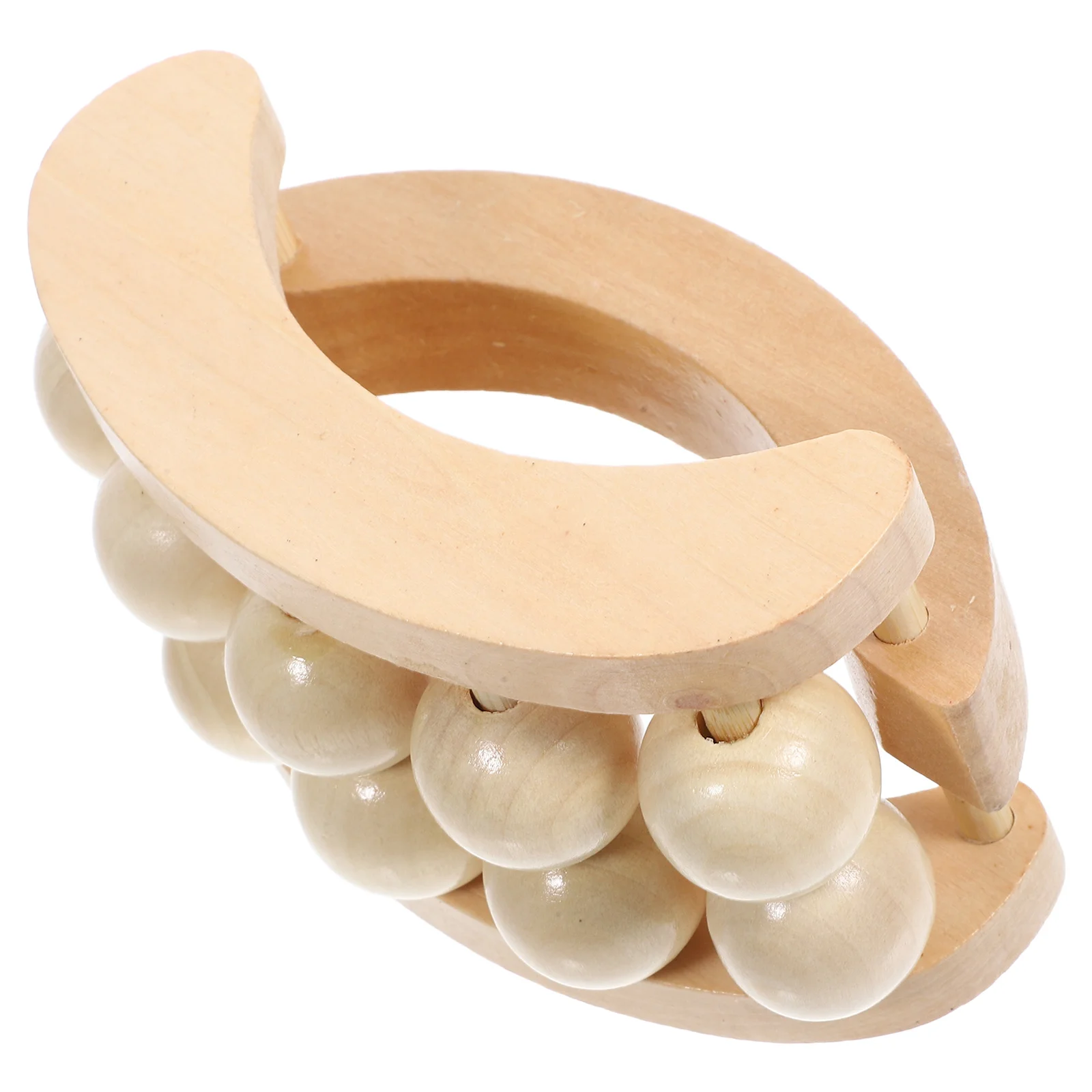 Wood Massage Roller for Back Neck and Body Compact Lightweight Muscle Relief Tool with Natural Wooden Handle for Home Travel