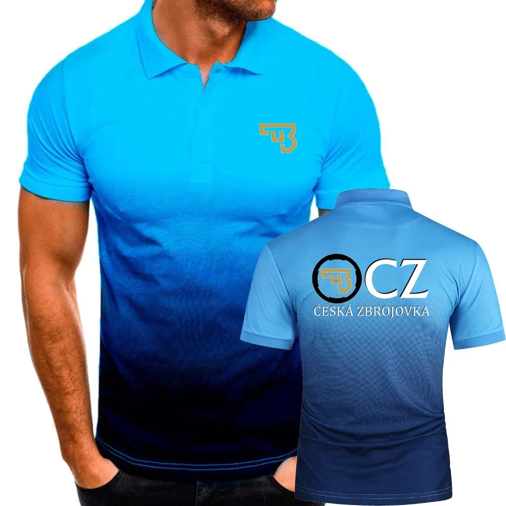 POLOS-Camisas polo masculinas de estilo militar, Tops de manga curta, camisola com sinal de armas de fogo, CZ, CZ, Zbrojovka Tees, algodão malha