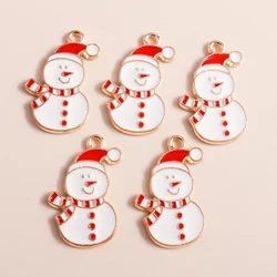 10pcs Cartoon Winter Snowman Charms for Jewelry Making Enamel Christmas Charms Pendants for  Necklaces Earrings DIY Crafts Gifts
