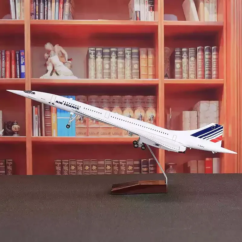 1/125 Concorde Model Air France Concorde Passenger Aircraft with Light Simulation Finished Alloy Die Casting Collection Gift