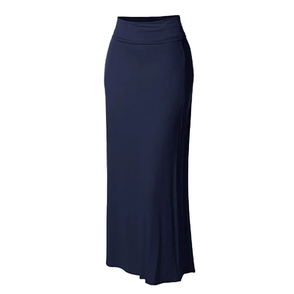 

Top Selling Women Lady's Solid Sexy Long Pencil Skirt Faldas High Waist Comfort Bodycon Stitching Maxi Skirt vadim Commuter Wear