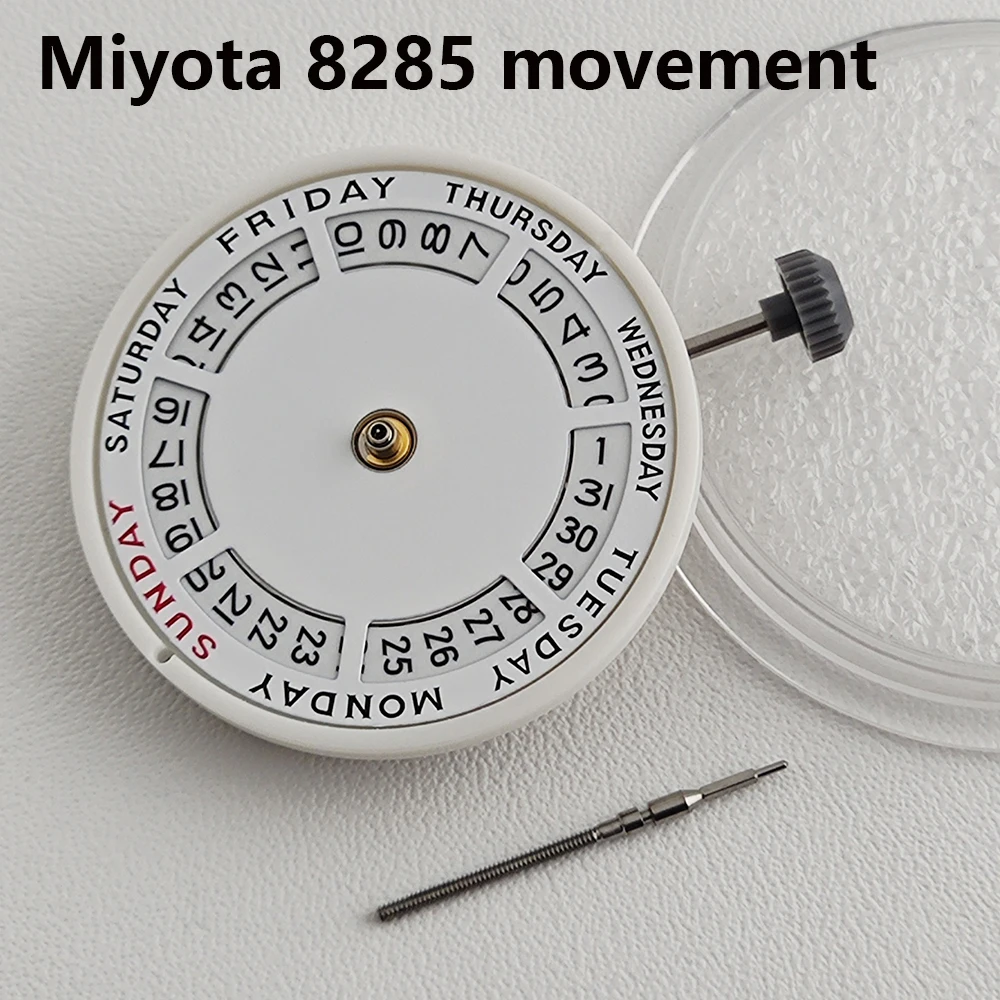 Miyota 8285 Automatic Mechanical Movement Mod Day-Date Watch Mechanism with Week at 12:00/Date at 3:00 O'clock 21 Jewels