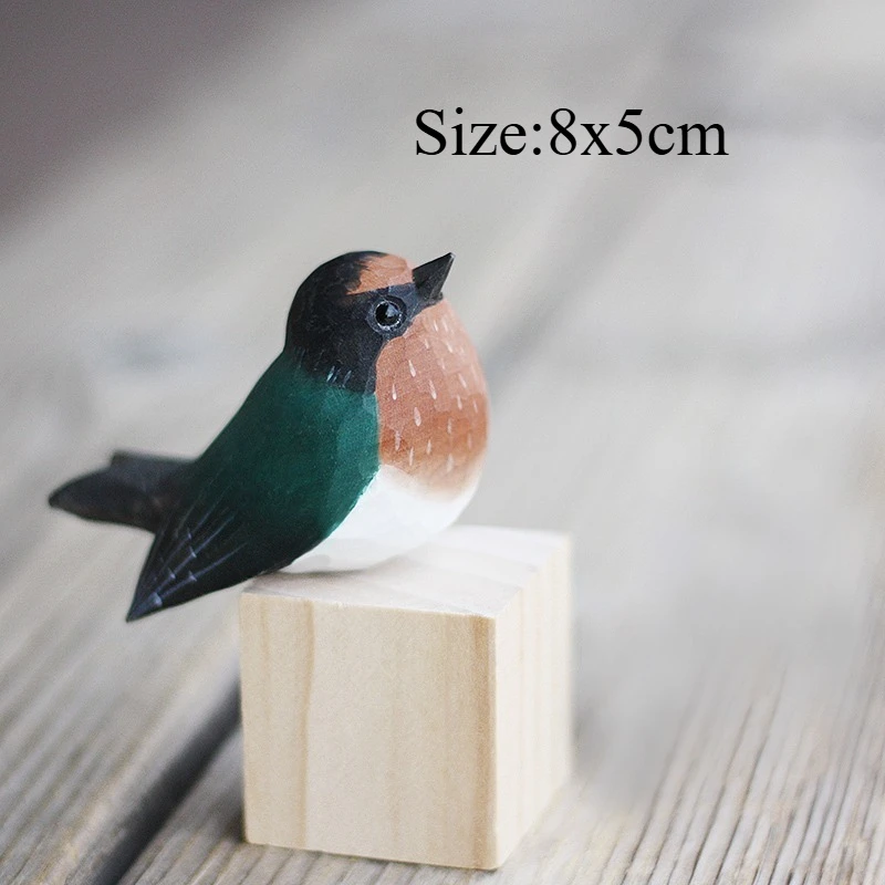 1 PC Wood Cute Swallow Handmade Natural Wooden Carving Ornament Animal Sculpture Artistic Home Decor Decoration Creative Present