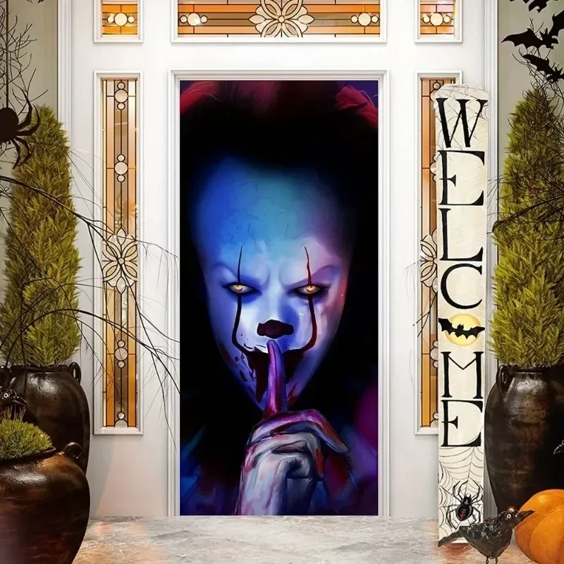 180cm Halloween Banner Decoration Supplies Scary Clown Background Room Door Garden Decor Hallowmas Theme Party Props Flag Photo