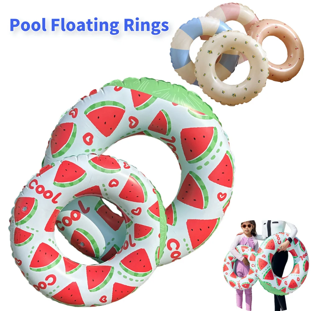 Inflatable Swim Ring Pool Floating Rings Leakproof Blow Up Swim Tube Watermelon Pattern PVC Pool Floats for Kids Youth Adults