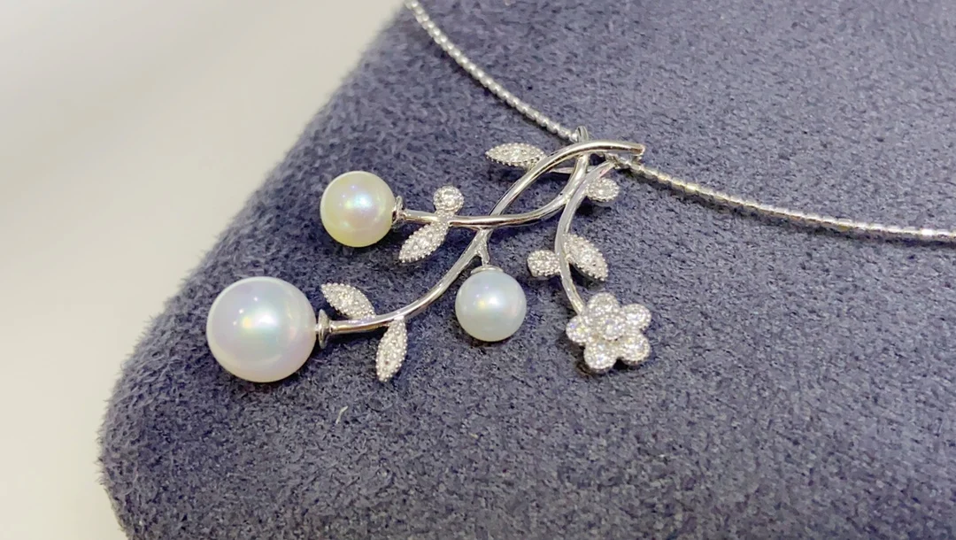 DIY 18K Diamonds  Pearls Pendants Bases Pedestals Necklaces for Women Not Include Pearls JCY