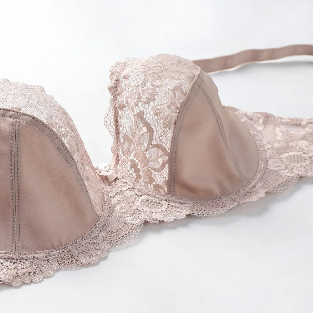 Sujetadores de perspectiva de encaje para mujer, lencería Sexy con aros bordados florales, Bralette de talla grande C D E 80 85 90 95 100 105