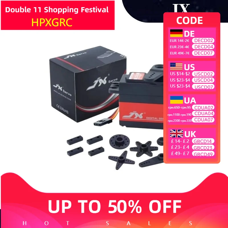 1PCS JX PDI-6221MG Metal Gear 20kg Rc Servo Braccio Grande Coppia Digitale Coreless Servo per RC Auto Crawler RC Barca Modello di Elicottero