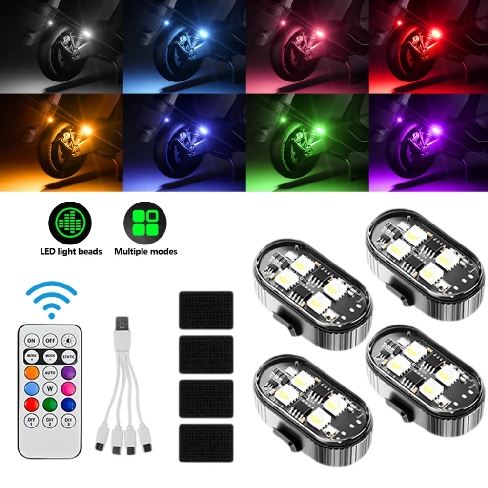 RGB Wireless LED Strobe Warning Light USB Recharge Anti-Collision Flash Position Lamp For Motorcycle Car Bicycle Aircraft Lamp