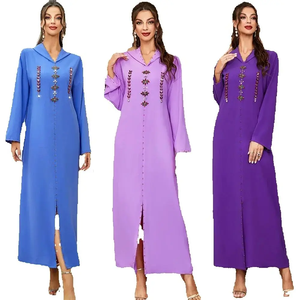 Eid fête diamants robes pour femmes marocain Djellaba musulman Abayas turquie Robe Ramadan caftan fête dubaï Robe Islam Jalabiya