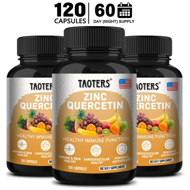 

Quercetin 1000 Mg + Zinc + Vitamin C Capsules Bioflavonoids Support Immune, Cardiovascular and Skin Health Powerful Antioxidant