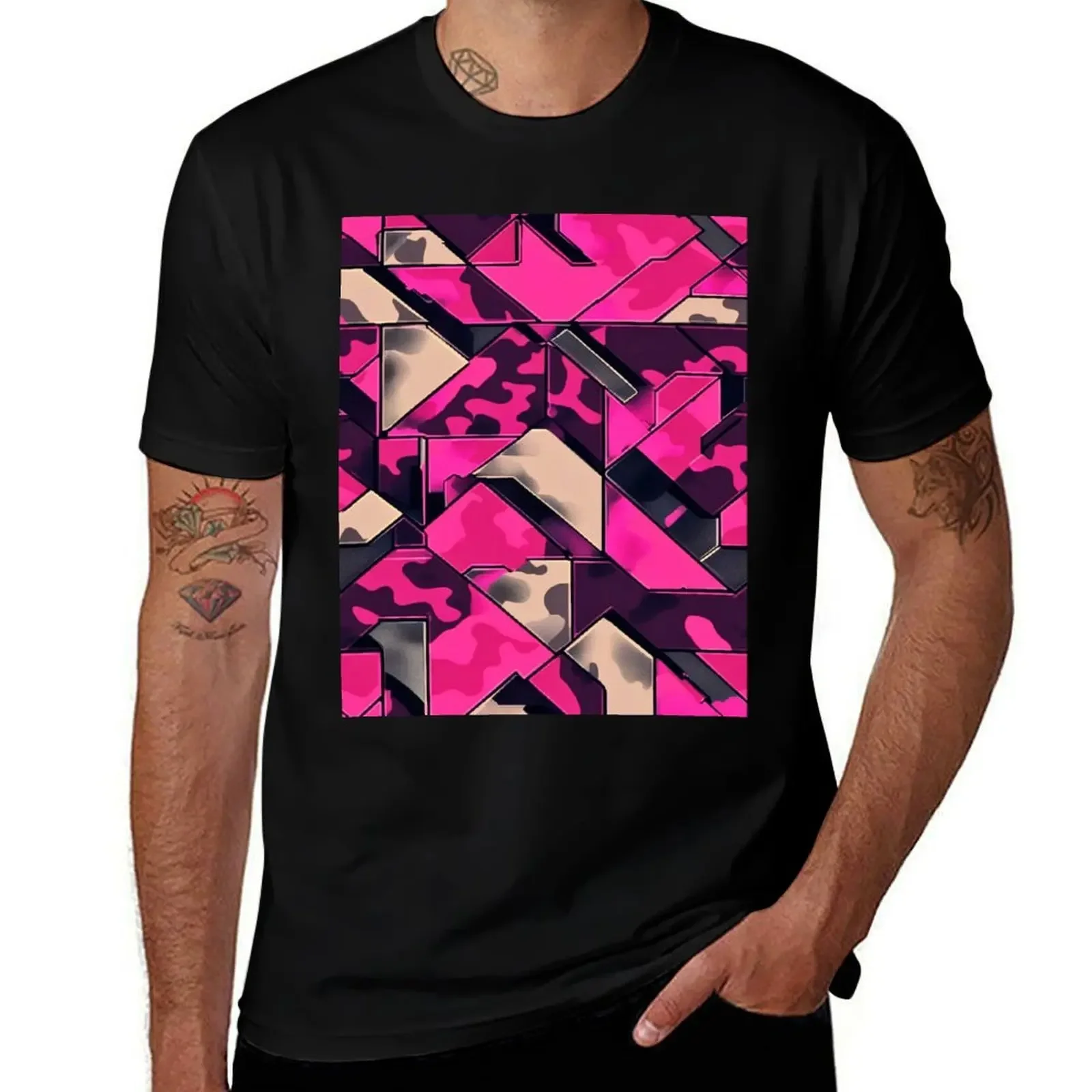 

Tactical Pink Grid Camouflage T-Shirt custom t-shirts heavyweights basketball graphic tees vintage graphic tee men t shirts