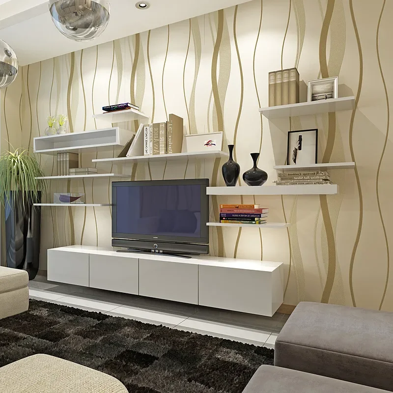

Modern simple wavy non-woven wallpaper fine press stripe bedroom living room wallpaper wall papers home decor W111