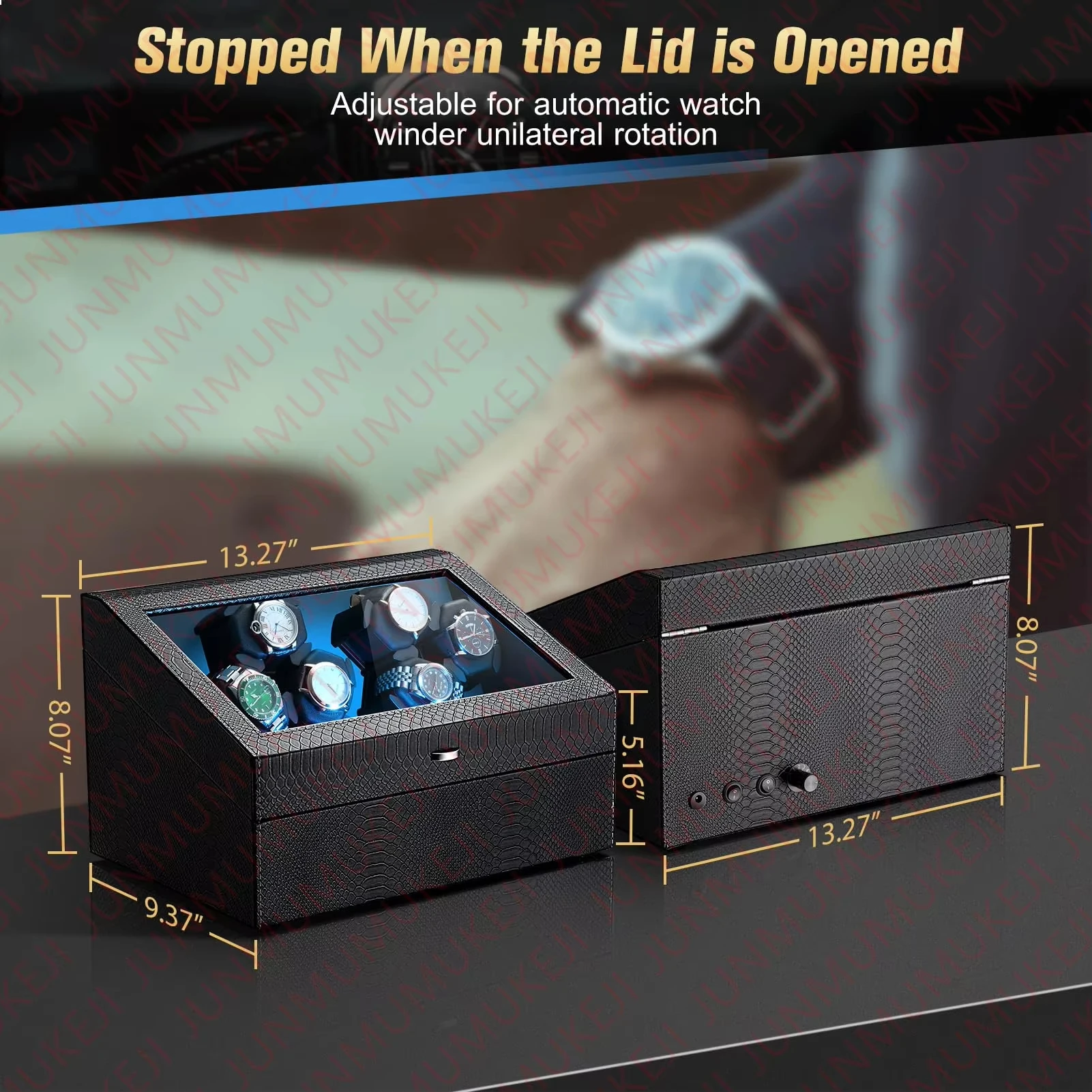Remontoir Automatique Luxe 4+6 Montres - Silencieux, Élégant En Cuir PU Et Bois, Affichage Et Stockage Parfait