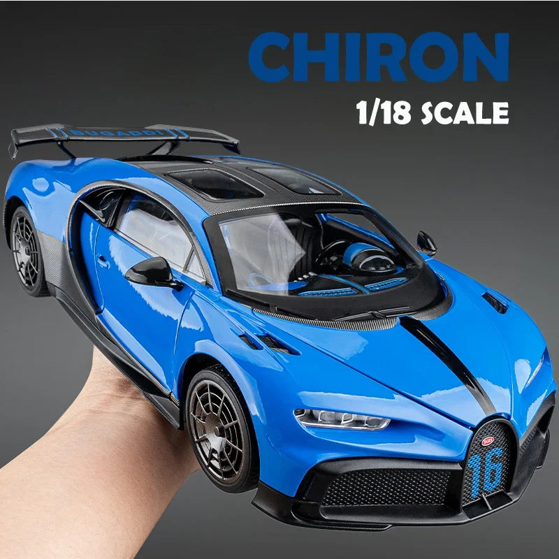 Big Size 1:18 Bugatti Chiron Supercar Model Colletable Miniature Voiture Home Decor Diecast Toy Vehicle Children Boy Toy Gift