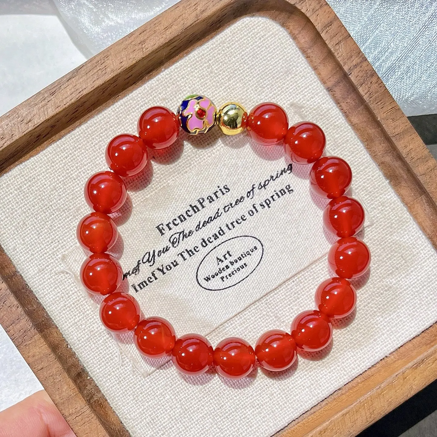 Healing Pigeon Blood Red Carnelian Agate Bracelet, 10mm Icy Translucent Natural Stone, Fall Winter Hand Chain for Daily Wear