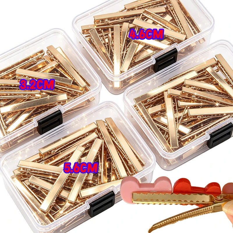10/100pcs Gold Color Hair Clip Accessories 10pcs-100pcs DIY Metal Hairpins Alligator Single Prong Barrettes Women Girl Headdress